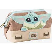 Star Wars The Mandalorian Grogu Leatherette Travel Toiletry Bag Beige,Marron