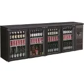 CombiSteel Réfrigérateur de bar noir à 4 portes vitrées