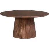 Meublorama Table basse ronde RIMBAUD – Effet bois brun 80 cm