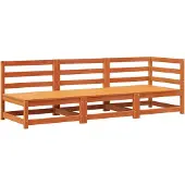 Syfax Canapé de jardin 3 places cire marron bois de pin massif