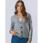 TeeShoppen Cardigan ' Knitted Cardigan ' gris