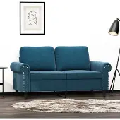 Prolenta Canapé exclusif, 2 places, bleu, 120 cm, en velours