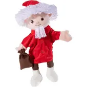 Heunec Marionnette à main Doudou Marchand de sable rouge/blanc 36 cm Marchand de sable