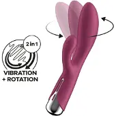 Satisfyer Spinning Rabbit 1 Rotating Shaft vibromasseur muni d’un stimulateur clitoridien rotatif Red 20 cm