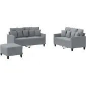 vidaXL Ensemble de canapés 3 pièces avec coussins Tissu gris clair