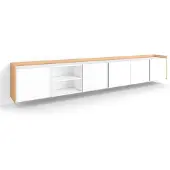 Skraut Home PULLER Meuble tv effet bois blanc et chêne 309x35x50cm suspendu