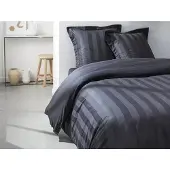 OZAIA Literie percale CHAUMONT 220x240cm + 2 taies d'oreiller 63x63cm - Taupe