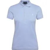 Ralph Lauren pour femme. 211B18200002 Polo élastique Slim Fit bleu (L), Casuel, Coton, Manche courte