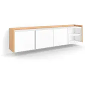 Skraut Home PULLER Meuble tv effet bois blanc et chêne 207x35x50cm suspendu