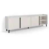 Skraut Home PULLER Meuble tv effet bois beige 207x35x61cm avec pieds