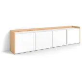 Skraut Home PULLER Meuble tv effet bois blanc et chêne 207x35x50cm