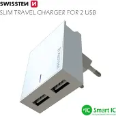 Swissten Network Adapter Smart Ic 2X Usb 3A Power + Data Cable Usb / Micro Usb 1.2 M White