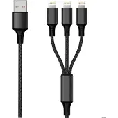 2GO 3in1 USB Ladekabel 3x Lightning Nylon 1,5m schwarz