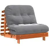 vidaXL Futon Canapé-lit avec matelas Marron 90x206x11 Pin massif