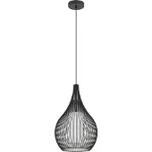 Eglo Lampe à suspendre Razoni 1, lampe à suspendre au-dessus de la table à manger, lampe à suspendre en métal noir et verre blanc, lampe à suspendre avec douille E27