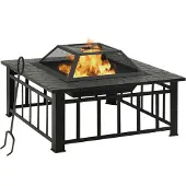 vidaXL Foyer de jardin avec tisonnier 81x81x47 cm XXL Acier