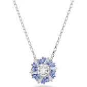 Swarovski Pendentif Idyllia, Tailles Variées, Fleur, Bleu, Métal Rhodié
