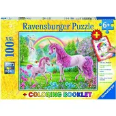 Ravensburger Puzzle 100 pièces XXL Licornes magiques avec livre de coloriage