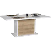 SCIAE Table de salle à manger extensible 6 à 8 personnes -Reproduction chêne clair et blanc laqué - KARMA - L 180/225 x P 100 x H 76 cm
