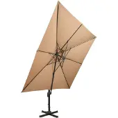 Syfax Parasol de jardin déporté avec double plateau 300 x 300 cm Taupe