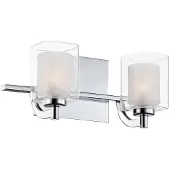 QUOIZEL Applique de salle de bain Kolt, chrome poli, 2xG9x3W, verre, dimensions : 15,9 x 33,1 x 16,5 cm, IP44,