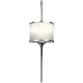 Kichler Applique murale Mona, chrome poli et opale blanche, 2xG9x3,5W, métal, dimensions : 55,9 x 16,5 x 9,8 cm, IP44,