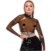 Late X Haut en latex transparent (transparent-noir) - L