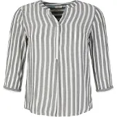Tom Tailor Women + Chemisier bleu fumé / blanc