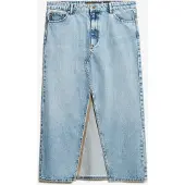 Superdry Dames Jupe Longue Fendue En Jean Bleu, Taille: 28