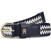 Tommy Hilfiger Ceinture 'Essential TH Monogram Braided Elastic' bleu marine / blanc cassé