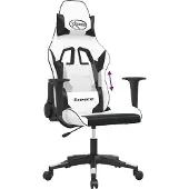 vidaXL Chaise de jeu avec fonction de massage Blanc et noir similicuir