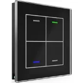 MDT KNX Bouton-poussoir en verre II Light 4-fach RGBW, thermostat, noir, neutre, 1 pièce.