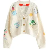 Next Cardigan écru / azur / jaune / vert