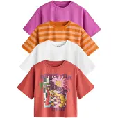 Next T-Shirt violet / orange / rouge / blanc