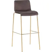 CLP Tabouret de bar Hoover en velours, piètement à quatre pieds doré, couleur : marron