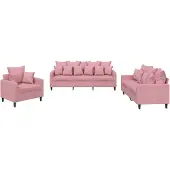 vidaXL Ensemble de canapés 3 pièces avec coussins Rose velours