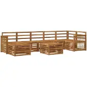 vidaXL Ensemble de salon de jardin 7 pièces en bois d'acacia massif, finition naturelle