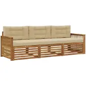 vidaXL Ensemble de canapés d'extérieur avec coussins 3 pièces Nature et Beige