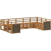 vidaXL Ensemble de salon de jardin 7 pièces en bois d'acacia massif, finition naturelle