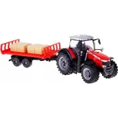 Bburago 18/31675 Massey Ferguson 8740s with tractor trailer Official 1:32 scale metallic red (Asst.
