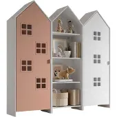 Vipack - CASAMI BRUGES Ensemble de 3 pièces composé de : Armoire à étagères, armoire à 1 porte avec façade en rose et blanc