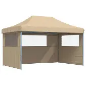 vidaXL Tente de réception pliable Pop-Up avec 3 panneaux latéraux Beige