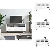 vidaXL Meuble TV Blanc 102x36x50 cm Bois composite - Meuble TV