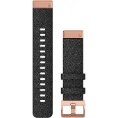 Garmin Bracelet de montre Quickfit en nylon noir chin avec finitions or rose 20 mm