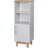 Roba Étagère sur pied Caro en Bois - 2 Niches et 1 Porte - Gris clair/Chêne doré