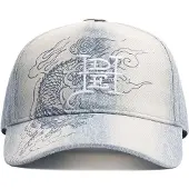 Ed Hardy Casquette Dragon Washed Denim - Bleu, Bleu