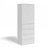 Vicco Armoire à vêtements Claus Blanc 74x191.5cm avec 4 tiroirs, Model 54736