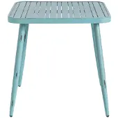 Signature - Table de jardin carrée en aluminium bleue 75cm