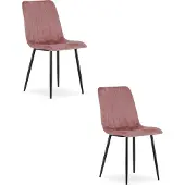 Leobert Chaise - - Lava - Velours Rose/Pieds Noirs - Lot De 2