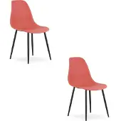 Leobert Chaise - - Wat - Rouge Cinabre/Pieds Noirs - 46 X 51 X 84 Cm - Lot De 2